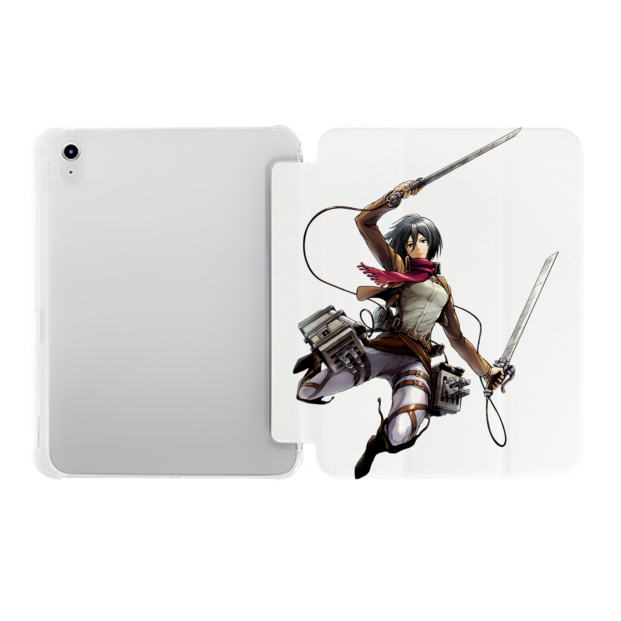 （画像用） 進撃の巨人 ミカサ·アッカーマン Attack on Titan Mikasa Ackerman IPad ケース ペン収納付き 三つ折りスタンド PUレザー×シリコン 対応機種9.5/10.5/10.9インチ